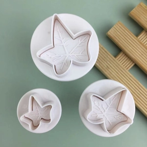 3pcs set of maple leaf spring plungers for fondant cake decorating and baking
