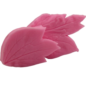 Pink silicone leaf mold set for fondant cake decorating and DIY baking tools with leaf textures