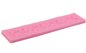 Rosa Silikon-Fondantform mit floralem Spitzenmuster für DIY-Backen und Handwerksprojekte