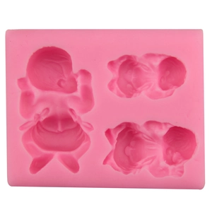 3er Set rosa Silikonform Baby-Motiv für DIY Backen und Tortendekorationen