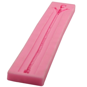Pink silicone zipper mold for DIY fondant cake decoration and baking crafts