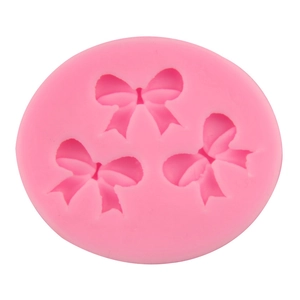 3pcs bow-shaped pink silicone fondant mold for cake decorating and DIY baking tools
