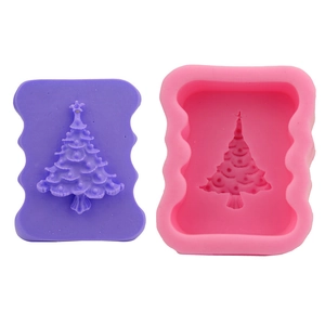 3D Christmas Tree Silicone Mold For Cake Decorating Rectangle Fondant Chocolate Mold DIY Handmade Soap Candle Resin Craft Tool