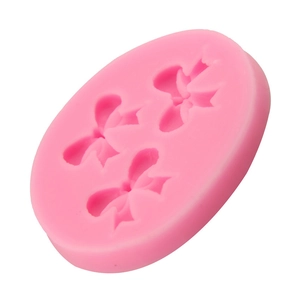 3-cavity pink silicone bow fondant mold for professional cake decorating and baking