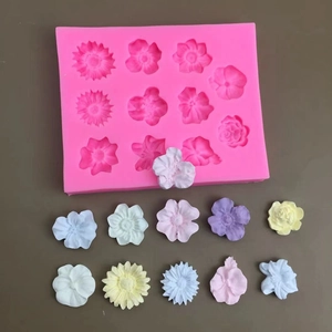 11-cavity flower silicone mold for fondant cake decoration and DIY baking craft tool