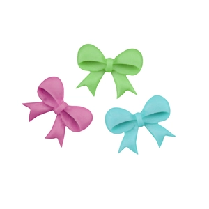 3pcs 3D bowknot fondant cake molds for decorating in pink, green, and blue colors