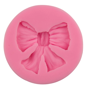 Pink silicone bow fondant mold for DIY cake baking and chocolate handicraft making