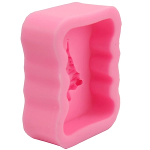 Pink silicone Christmas tree rectangular mold for DIY baking and handmade soaps