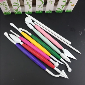 Set of 10 double-ended colorful fondant sculpting tools for DIY cake decorating and modeling