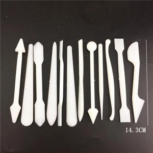 14pcs set of 14.3cm white plastic fondant modeling tools for cake decorating and clay sculpting