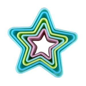 5pcs Star Shape Plastic Cookie Cutter Set Colorful Five Pointed Star Fondant Mold Fruit Cutting Baking Cake Decoration Tools