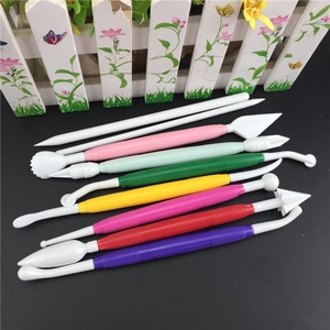 9-piece multicolor fondant cake modeling tools set with dual-ended plastic carving tips