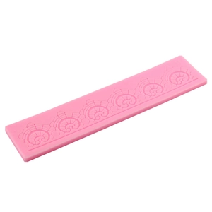 Pink silicone lace fondant mold with embossed floral pattern for DIY cake decorating