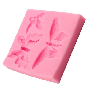 Stampo in silicone rosa con farfalle e libellule per decorazioni di torte e pasticceria