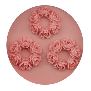 Three-hole pink rose flower silicone fondant cake mold for professional DIY baking decoration
