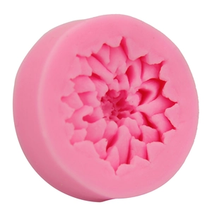 Pink silicone flower mold for fondant and chocolate with detailed rose petal texture