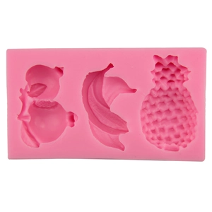 Moule en silicone avec formes de pêche banane et ananas pour pâtisserie et loisirs