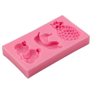 Moule en silicone rose avec formes ananas banane et cerise pour gâteaux