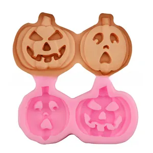 Detail view of the flexible pumpkin face silicone mold for Halloween baking and DIY crafts