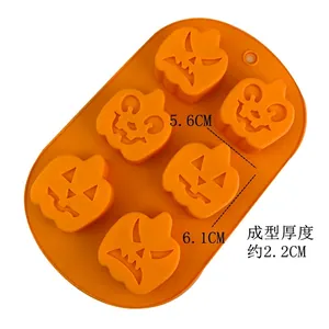 Halloween Pumpkin Jack-O'-Lantern Silicone Cake Mold 6-Cavity DIY Baking Tray For Chocolate Jelly Candy Orange Dessert Mold