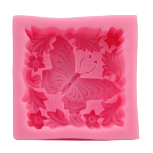 Stampo in silicone rosa con motivi 3D di farfalle e fiori per fondente e pasticceria