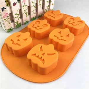 6-cavity pumpkin face silicone baking mold for Halloween cakes and DIY treats