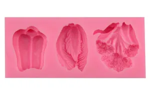 Pink silicone leaf and petal texture mold for fondant cake and chocolate DIY baking tools