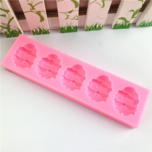 Pink 5-cavity Santa Claus silicone mold for DIY Christmas cake decoration and chocolate