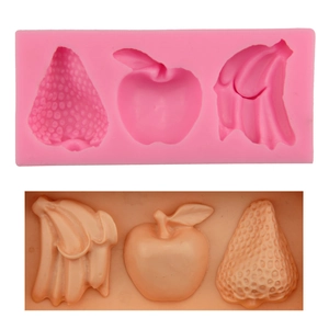 Moule à Gâteau en Silicone Forme de Fruits Fraise Pomme Banane Chocolat Bonbons Outil de Cuisson DIY Décoration de Pâtisserie