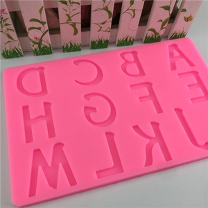 Pink silicone alphabet mold for A-M uppercase letters fondant cake decorating tool