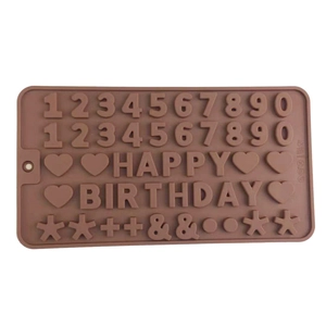 Silicone chocolate mold with numbers and Happy Birthday letters for DIY cake baking