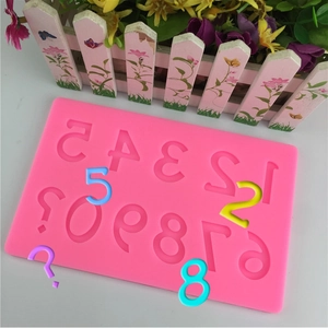 Arabic Numbers Silicone Fondant Mold DIY Cake Decoration Baking Tool For Chocolate Sugarcraft Gum Paste Numbers Pink Mold