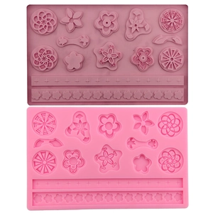 Silicone Fondant Cake Mold Flower Star Lace Border Embossing Mat DIY Chocolate Sugarcraft Baking Tool Decorative Clay Mold