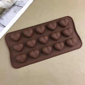 15-cavity heart shaped silicone chocolate mold for DIY baking and handmade crafts