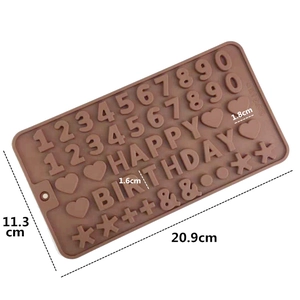 Silicone chocolate mold with Happy Birthday letters and numbers for DIY cake decorating