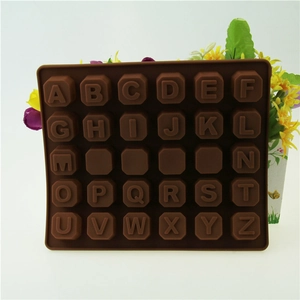 Brown silicone mold with 26 English letters for DIY chocolate, cake decor and soap