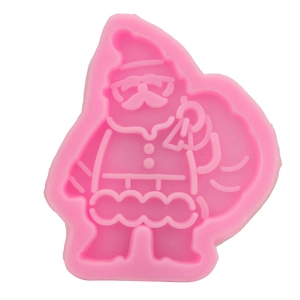 Pink silicone Santa Claus fondant mold for Christmas cake decoration and DIY baking