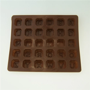 Brown 30-cavity alphabet silicone mold for chocolate, cake and pudding baking DIY