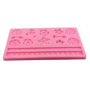 Pink silicone flower fondant mold with floral textures for DIY cake decorating