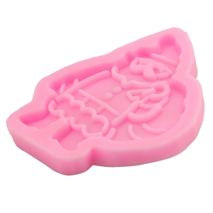 Pink silicone Santa Claus fondant mold for Christmas cake decoration and DIY chocolate baking