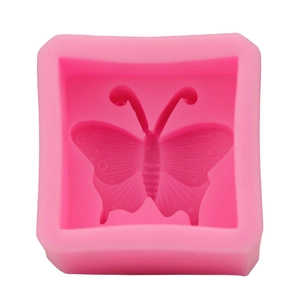 Pink 3D butterfly silicone mold for DIY cake decorating and handmade soap crafts