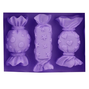 Purple silicone candy mold with heart and star patterns for DIY cake baking and fondant