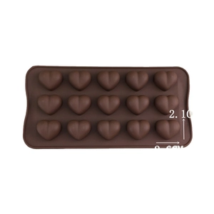 15-cavity heart silicone mold for DIY chocolate and candy making on a white background