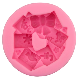 Stampo in silicone rosa per farfalle 3D, uccelli e scritta JOY per dolci