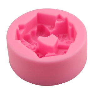 Stampo in silicone rosa con disegni di cuore e castello per pasticceria 3D e saponi artigianali