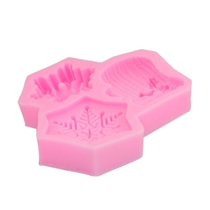 Pink snowflake and knit hat silicone mold for cake decoration and chocolate making