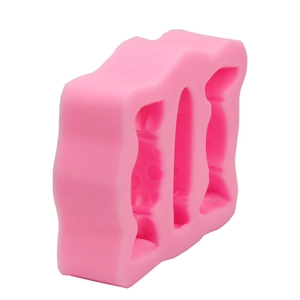 Pink rectangular silicone mold with three long parallel cavities for DIY baking and crafts
