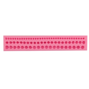 Pink silicone pearl strip cake mold with three sizes of round beads for DIY fondant baking