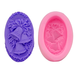 Christmas Bell Bow Silicone Mold DIY Fondant Cake Baking Tool Handmade Soap Candle Gypsum Relief Mold Holiday Kitchenware