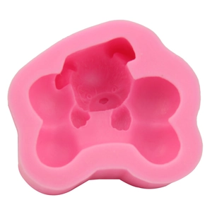 Moule en silicone 3D chien avec os pour décoration de gâteaux et pâtisserie DIY